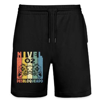 Nivel 02 Desbloqueado Gamer 02 Años 2022 Divertido - Short de jogging bio TRAINER Stanley/Stella unisexe - noir - Devant - Nik (191cm) & Marisol (170cm)