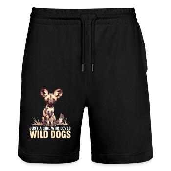 Chiens sauvages Chien sauvage - Short de jogging bio TRAINER Stanley/Stella unisexe - noir - Devant - Nik (191cm) & Marisol (170cm)