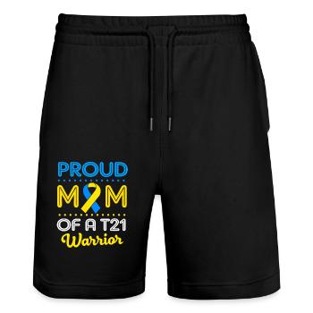 Down Syndrom Muttertag Mutter Mama - Stanley/Stella Unisex Bio Joggingshorts Trainer  - Schwarz - Vorne - Nik (191cm) & Marisol (170cm)
