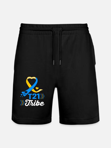 Down syndrome - Stanley/Stella Trainer Unisex Organic Jogging Shorts - black