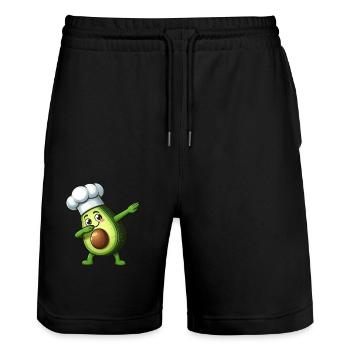Mignon dessin animé avocat cuisine - Short de jogging bio TRAINER Stanley/Stella unisexe - noir - Devant - Nik (191cm) & Marisol (170cm)
