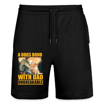 A Dogs bond with Dad unbreakable - Stanley/Stella Trainer Unisex Organic Jogging Shorts - black - Front - Nik (191cm) & Marisol (170cm)