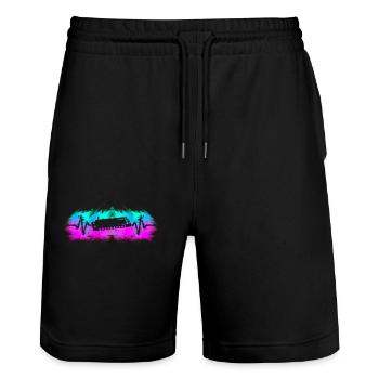 Mundharmonika-Spieler Musiker Herzschlag - Stanley/Stella Unisex Bio Joggingshorts Trainer  - Schwarz - Vorne - Nik (191cm) & Marisol (170cm)