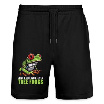 Tree Frog Baumfrösche Baumfrosch - Stanley/Stella Trainer Unisex Organic Jogging Shorts - black - Front - Nik (191cm) & Marisol (170cm)