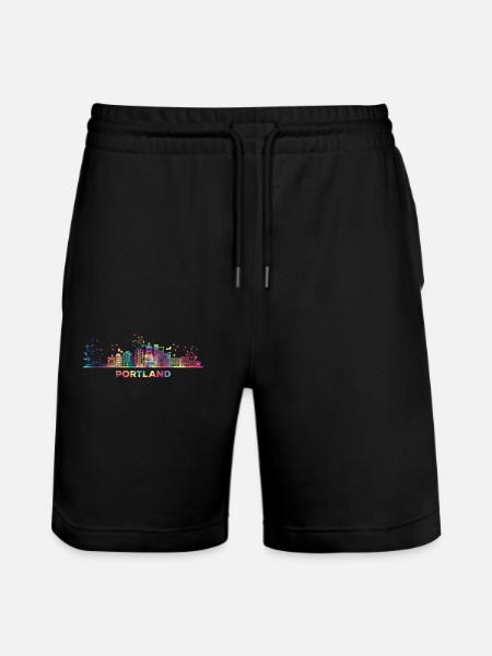Portlander Skyline Portland - Stanley/Stella Trainer Unisex Organic Jogging Shorts - black