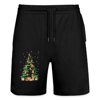 Sapin de Noël adulte hot-dog - Short de jogging bio TRAINER Stanley/Stella unisexe - noir - Devant - Nik (191cm) & Marisol (170cm)
