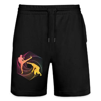 Capoeira - Stanley/Stella Trainer Unisex Organic Jogging Shorts - black - Front - Nik (191cm) & Marisol (170cm)
