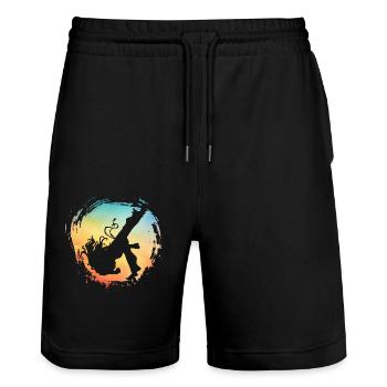 Capoeira - Stanley/Stella Trainer Unisex Organic Jogging Shorts - black - Front - Nik (191cm) & Marisol (170cm)
