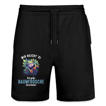 Tree Frog Baumfrösche Baumfrosch - Stanley/Stella Trainer Unisex Organic Jogging Shorts - black - Front - Nik (191cm) & Marisol (170cm)