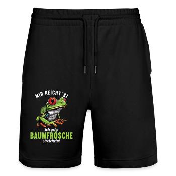 Tree Frog Baumfrösche Baumfrosch - Stanley/Stella Trainer Unisex Organic Jogging Shorts - black - Front - Nik (191cm) & Marisol (170cm)