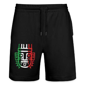 Symbole aztèque Maya mexicain Drapeau mexicain Bec-en-sabot - Short de jogging bio TRAINER Stanley/Stella unisexe - noir - Devant - Nik (191cm) & Marisol (170cm)