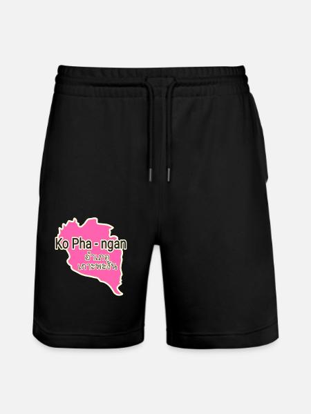 Koh Phangan Island Map - Stanley/Stella Trainer Unisex Organic Jogging Shorts - black