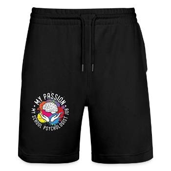School Psych My Passion My School Psychotherapist - Stanley/Stella Trainer Unisex Organic Jogging Shorts - black - Front - Nik (191cm) & Marisol (170cm)