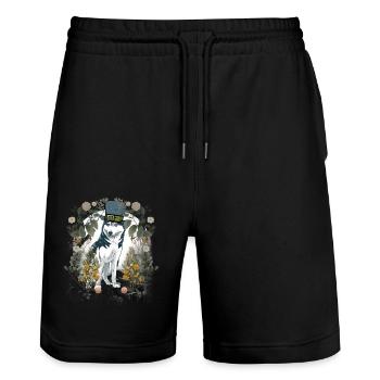 Wehrwolf Wolf Wölfe Halloween Mittelalter Hund - Stanley/Stella Unisex Bio Joggingshorts Trainer  - Schwarz - Vorne - Nik (191cm) & Marisol (170cm)