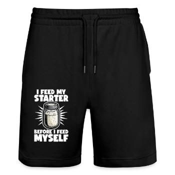 Sourdough Starter Sourdough Bread Bread Baking - Stanley/Stella Trainer Unisex Organic Jogging Shorts - black - Front - Nik (191cm) & Marisol (170cm)