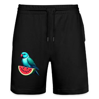 Bague indienne perroquet melon d’eau - Short de jogging bio TRAINER Stanley/Stella unisexe - noir - Devant - Nik (191cm) & Marisol (170cm)