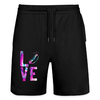 Hot Dog Adult Watercolor Love - Stanley/Stella Unisex Bio Joggingshorts Trainer  - Schwarz - Vorne - Nik (191cm) & Marisol (170cm)