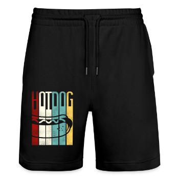 Hot Dog Adult Retro Vintage Hot - Stanley/Stella Unisex Bio Joggingshorts Trainer  - Schwarz - Vorne - Nik (191cm) & Marisol (170cm)