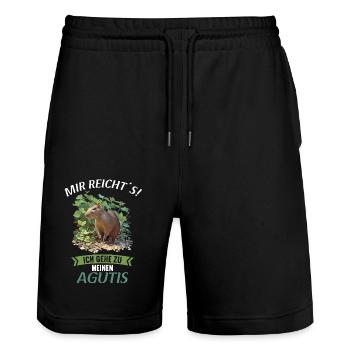 Agouti Agutis Aguti - Stanley/Stella Unisex Bio Joggingshorts Trainer  - Schwarz - Vorne - Nik (191cm) & Marisol (170cm)