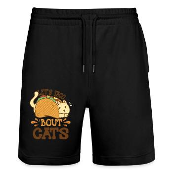 Let's Taco Bout Cats Catlover - Stanley/Stella Trainer Unisex Organic Jogging Shorts - black - Front - Nik (191cm) & Marisol (170cm)