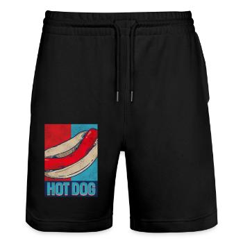 Hot Dog Adult Retro Vintage Hot - Stanley/Stella Unisex Bio Joggingshorts Trainer  - Schwarz - Vorne - Nik (191cm) & Marisol (170cm)