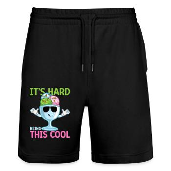 It´s Hard Being This Cool Gelato Dessert Popsicle - Stanley/Stella Unisex Bio Joggingshorts Trainer  - Schwarz - Vorne - Nik (191cm) & Marisol (170cm)