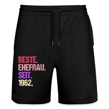 Valentinstag Beste Ehefrau Seit 1962 - Stanley/Stella Unisex Bio Joggingshorts Trainer  - Schwarz - Vorne - Nik (191cm) & Marisol (170cm)
