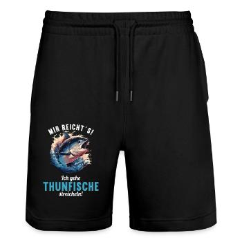 Thon Thunfische Thunfisch - Short de jogging bio TRAINER Stanley/Stella unisexe - noir - Devant - Nik (191cm) & Marisol (170cm)