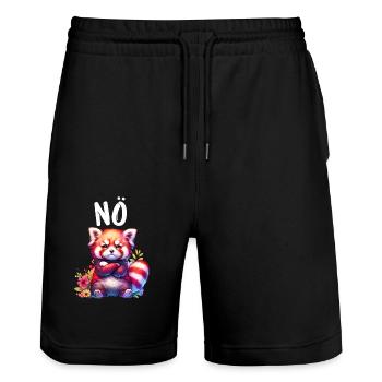 Roter Panda Lustiger Spruch Nö Feuerfuchs - Stanley/Stella Unisex Bio Joggingshorts Trainer  - Schwarz - Vorne - Nik (191cm) & Marisol (170cm)