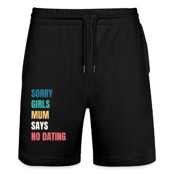 Sorry Girls Mum Sagt KeinDate Babyparty - Stanley/Stella Unisex Bio Joggingshorts Trainer  - Schwarz - Vorne - Nik (191cm) & Marisol (170cm)