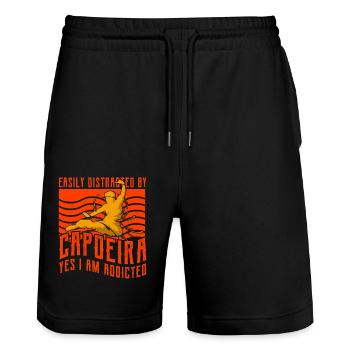 Easily distracted by Capoeira yes I am addicted - Stanley/Stella Trainer Unisex Organic Jogging Shorts - black - Front - Nik (191cm) & Marisol (170cm)