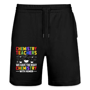 Professeur de sciences Professeur d’école Biologie Chimie P - Short de jogging bio TRAINER Stanley/Stella unisexe - noir - Devant - Nik (191cm) & Marisol (170cm)