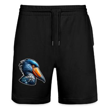 Cadeau Bec-en-sabot Cigogne Oiseau - Short de jogging bio TRAINER Stanley/Stella unisexe - noir - Devant - Nik (191cm) & Marisol (170cm)