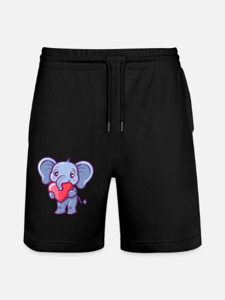 Yndig elefant med hjerte illustration til - Stanley/Stella Trainer økologiske unisex joggingshorts - sort