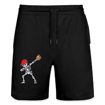 Baseball Skeleton Halloween - Stanley/Stella Trainer Unisex Organic Jogging Shorts - black - Front - Nik (191cm) & Marisol (170cm)