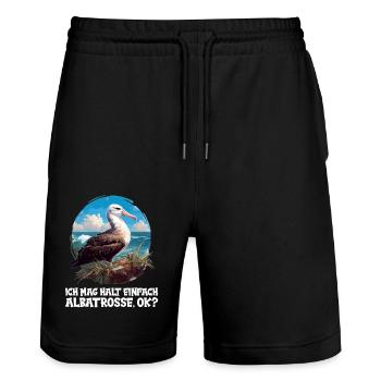 Albatross Albatrosse Albatros - Stanley/Stella Unisex Bio Joggingshorts Trainer  - Schwarz - Vorne - Nik (191cm) & Marisol (170cm)
