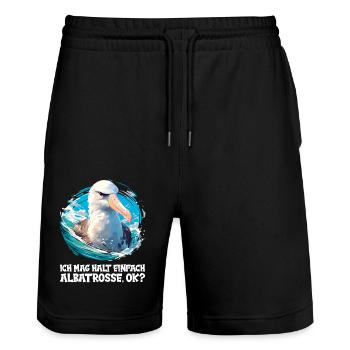 Albatross Albatrosse Albatros - Stanley/Stella Unisex Bio Joggingshorts Trainer  - Schwarz - Vorne - Nik (191cm) & Marisol (170cm)