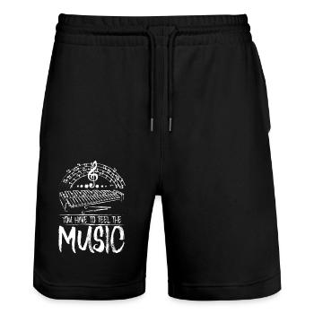 Xylophonist you have to feel the music - Stanley/Stella Trainer Unisex Organic Jogging Shorts - black - Front - Nik (191cm) & Marisol (170cm)