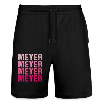 Meyer Familienname Team Retro Geschenkidee - Stanley/Stella Unisex Bio Joggingshorts Trainer  - Schwarz - Vorne - Nik (191cm) & Marisol (170cm)