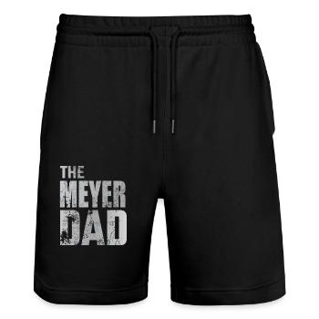 Meyer Vater Papa Geschenkidee Vatertag - Stanley/Stella Unisex Bio Joggingshorts Trainer  - Schwarz - Vorne - Nik (191cm) & Marisol (170cm)
