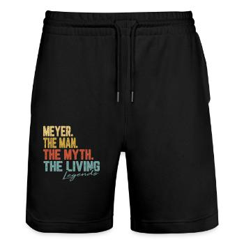 Meyer The Man The Myth Legend - Stanley/Stella Unisex Bio Joggingshorts Trainer  - Schwarz - Vorne - Nik (191cm) & Marisol (170cm)