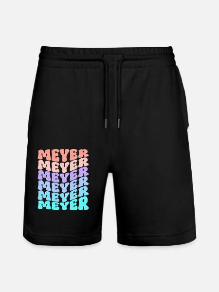 Meyer Retro Family Surname Gift - Stanley/Stella Trainer Unisex Organic Jogging Shorts - black