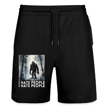 I Hate People funny bigfoot - Stanley/Stella Unisex Bio Joggingshorts Trainer  - Schwarz - Vorne - Nik (191cm) & Marisol (170cm)