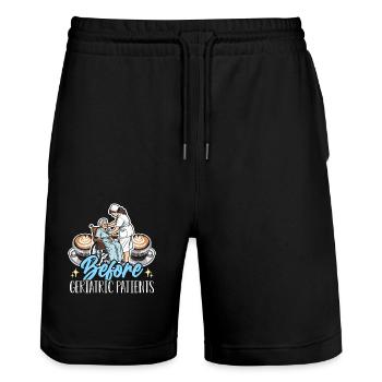 Geriatric Nurse Before Geriatric Patients Hospital - Stanley/Stella Unisex Bio Joggingshorts Trainer  - Schwarz - Vorne - Nik (191cm) & Marisol (170cm)
