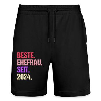 Meilleure épouse de la Saint-Valentin depuis 2024 - Short de jogging bio TRAINER Stanley/Stella unisexe - noir - Devant - Nik (191cm) & Marisol (170cm)