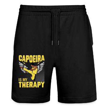 La capoeira est ma thérapie - Short de jogging bio TRAINER Stanley/Stella unisexe - noir - Devant - Nik (191cm) & Marisol (170cm)