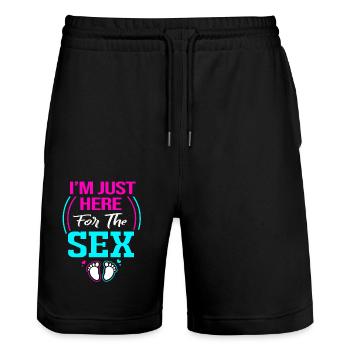 Gender Reveal - Stanley/Stella Unisex Bio Joggingshorts Trainer  - Schwarz - Vorne - Nik (191cm) & Marisol (170cm)