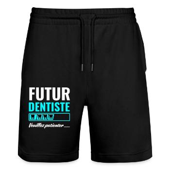 Futur dentiste - Short de jogging bio TRAINER Stanley/Stella unisexe - noir - Devant - Nik (191cm) & Marisol (170cm)