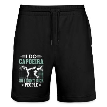Ich mache Capoeira, damit ich die Leute nicht trete - Stanley/Stella Unisex Bio Joggingshorts Trainer  - Schwarz - Vorne - Nik (191cm) & Marisol (170cm)