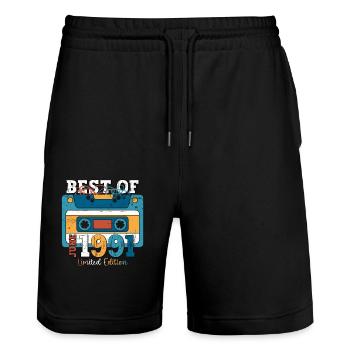 Cassette June 1991 Vintage 1991 Birthday 1991 - Stanley/Stella Trainer Unisex Organic Jogging Shorts - black - Front - Nik (191cm) & Marisol (170cm)